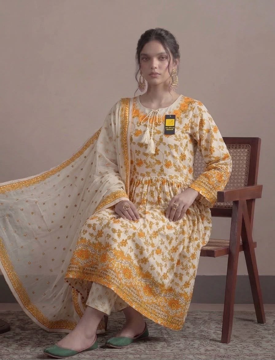 Amber Bloom Printed Lawn 3-Piece Suit