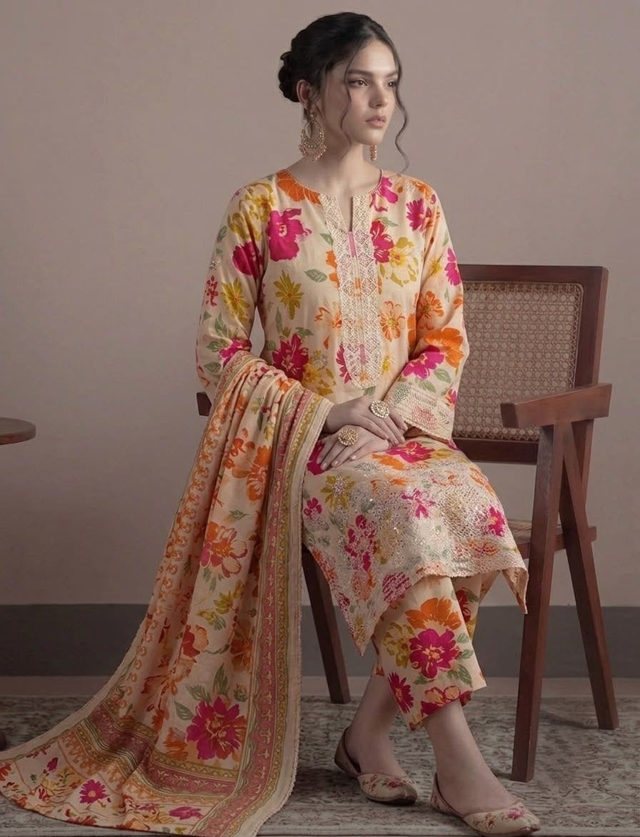 Floral Elegance 3-Piece Suit